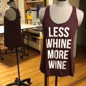 BOGO - Racer Back Graphic Tank LESS WHINE MORE WINE Small